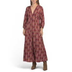 MAX STUDIO Ruby Three-quarter Sleeve Printed Maxi Dress